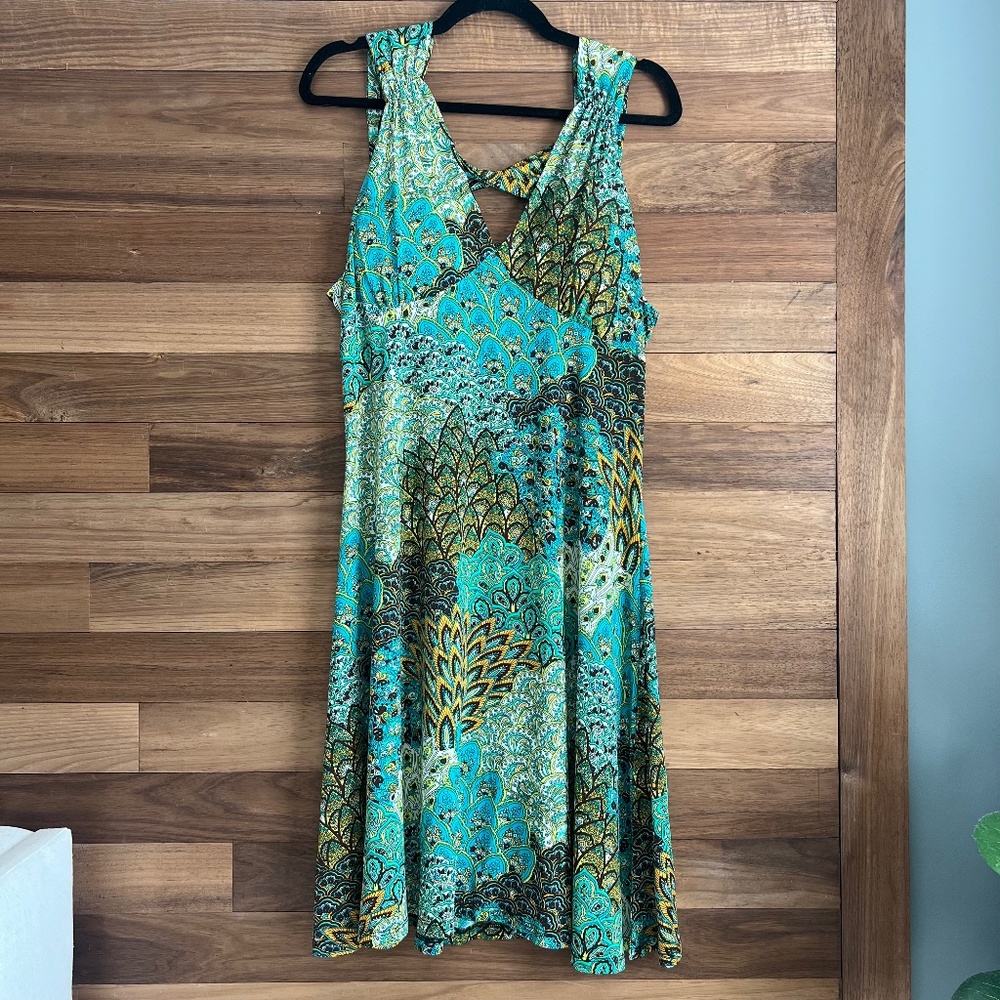 MT Collection Multicolor Jungle Print Dress Sleeveless